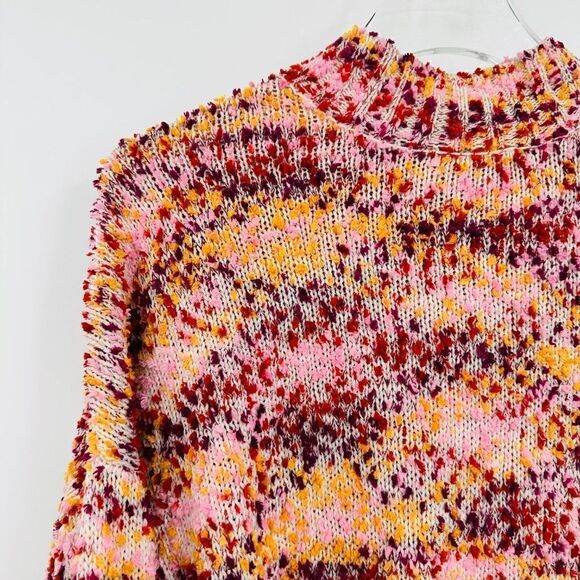 Marc New York Size Medium Pink & Yellow Boxy Wide Sleeve Mock Neck Knit Sweater - Picture 5 of 8